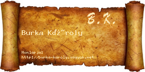 Burka Károly névjegykártya